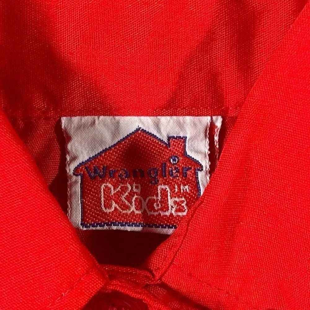 Vintage 70s Folk Jumper Dress Set Red Shirt Heart Flower Applique 4T Girls